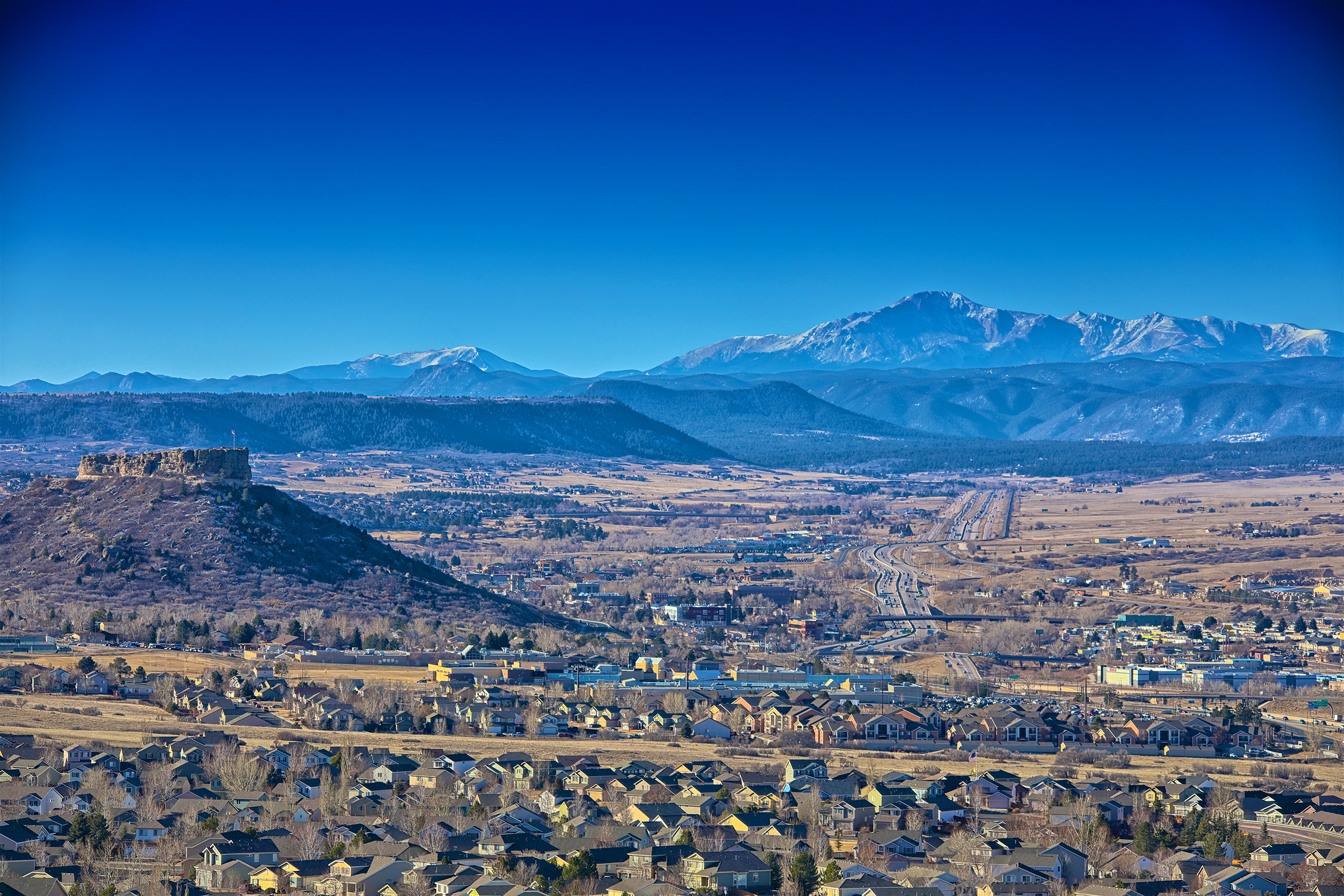 view of castle rock in douglas county colorado