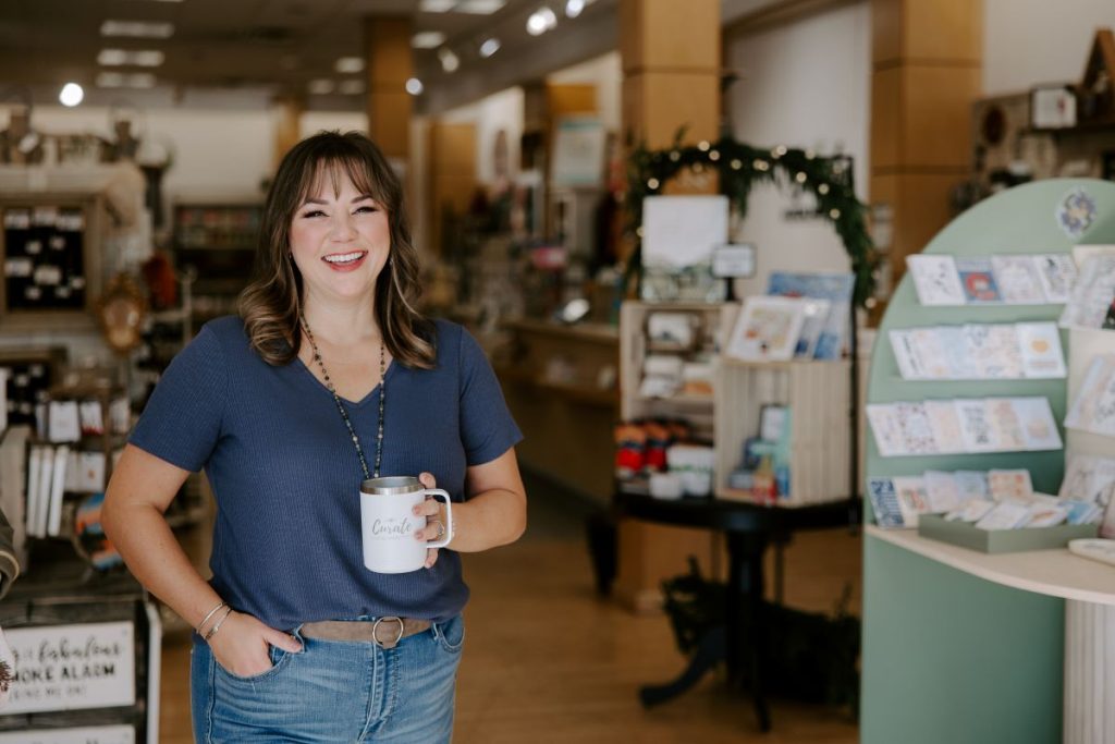 woman standing in front of store