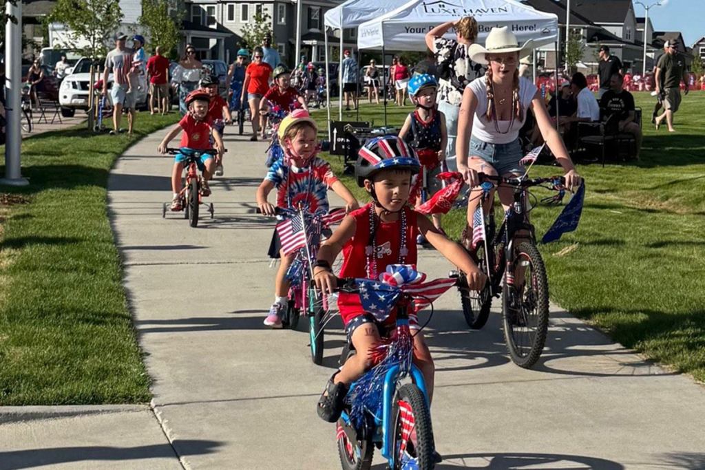 kids riding bikes