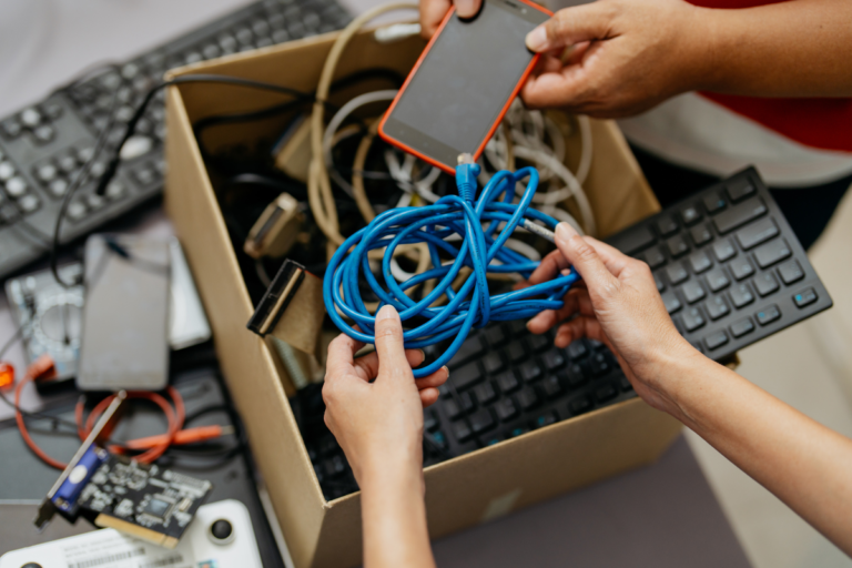 old electronics being recycled