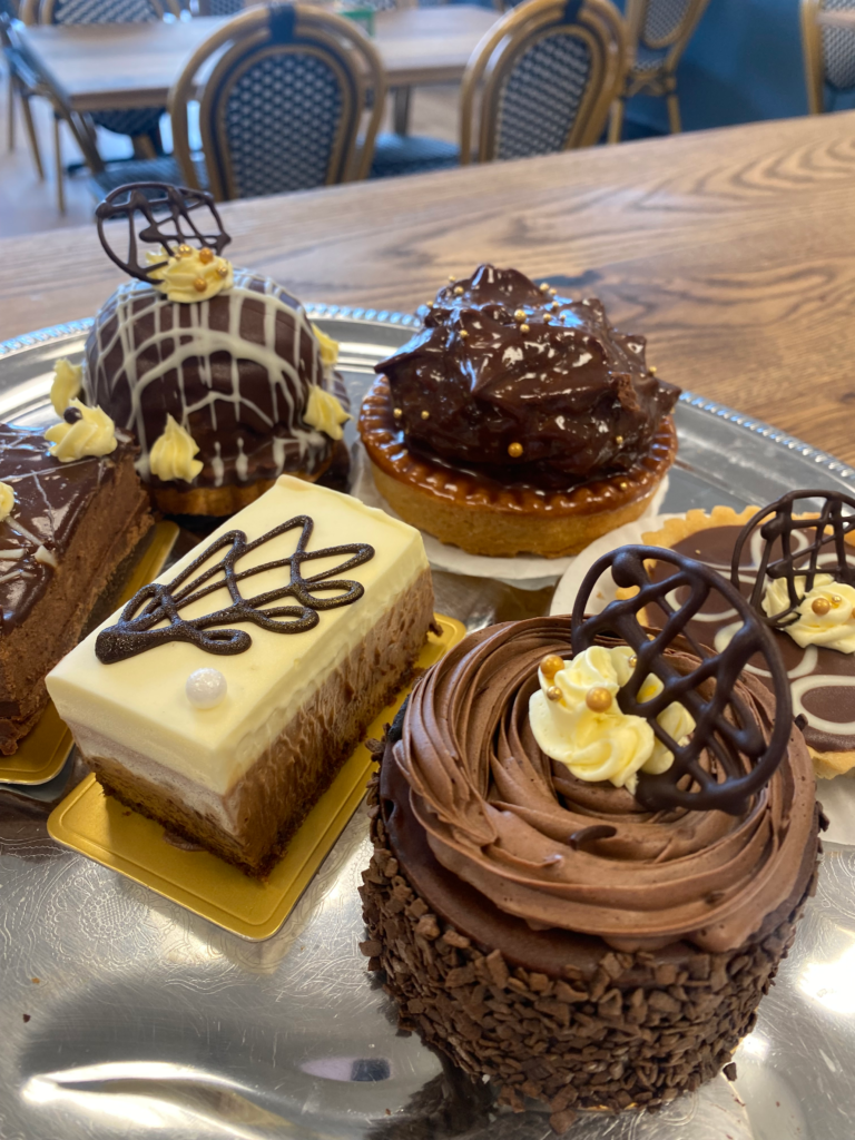 a selection of chocolate pastries